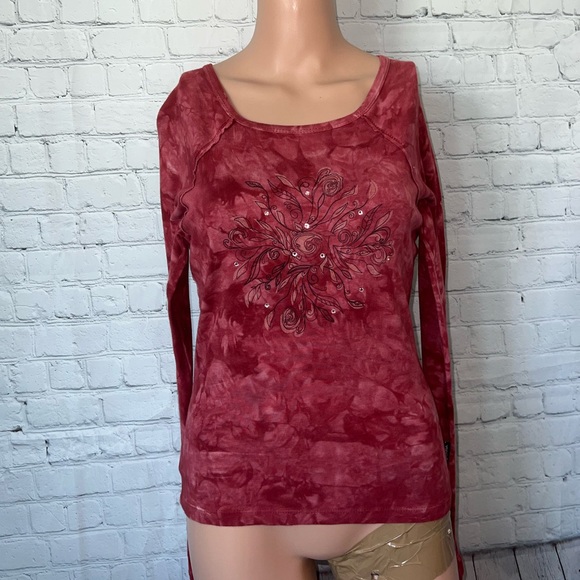 Prana Tops - Prana Red long sleeve bedazzled shirt size S